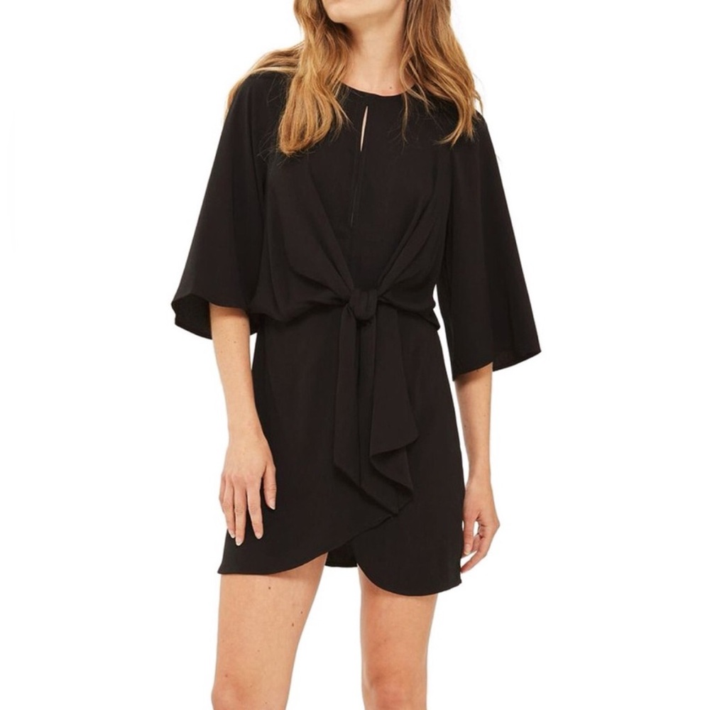 Topshop Black Tie-Front Mini Dress